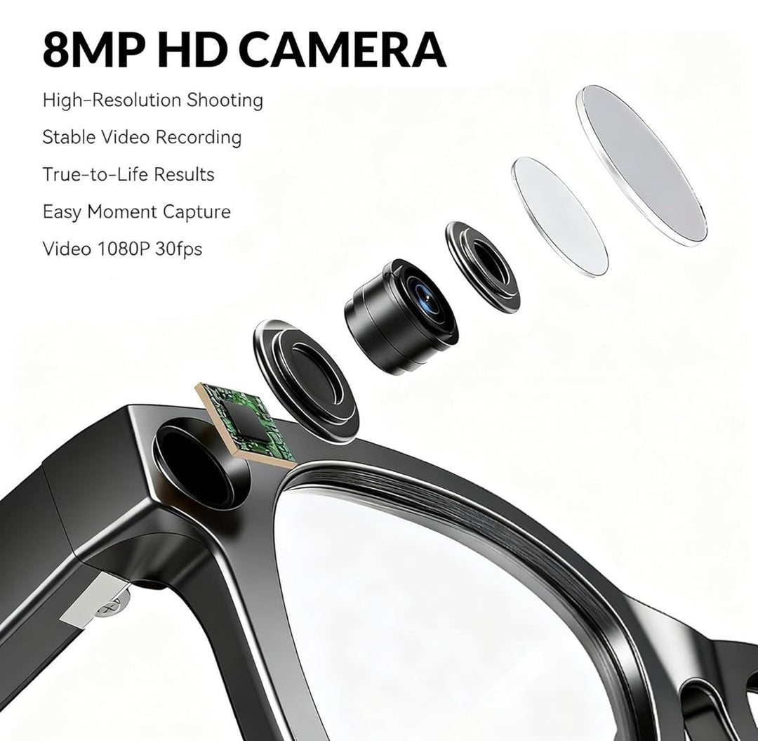 ZAPZI A1 Ai SmartGlasses- Powered By Ai, 8MP Camera, 1200P 30FPS Video Recording, WiFi