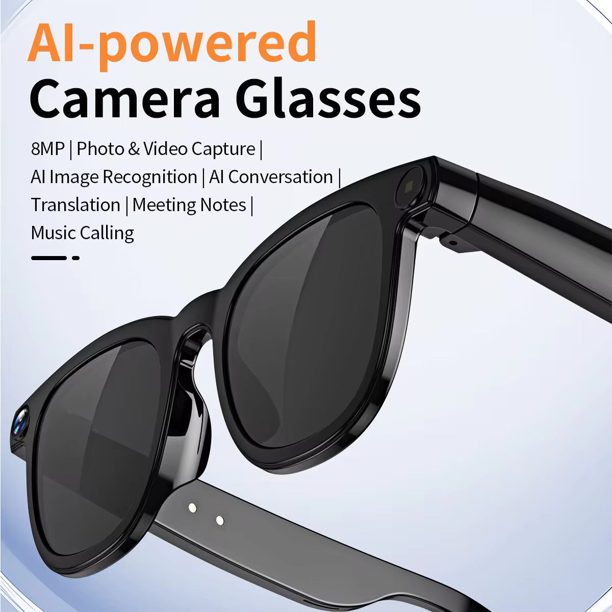 Zapzi a1 ai smartglasses  powered by ai, 8mp camera, 1200p 30fps video recording, wifi