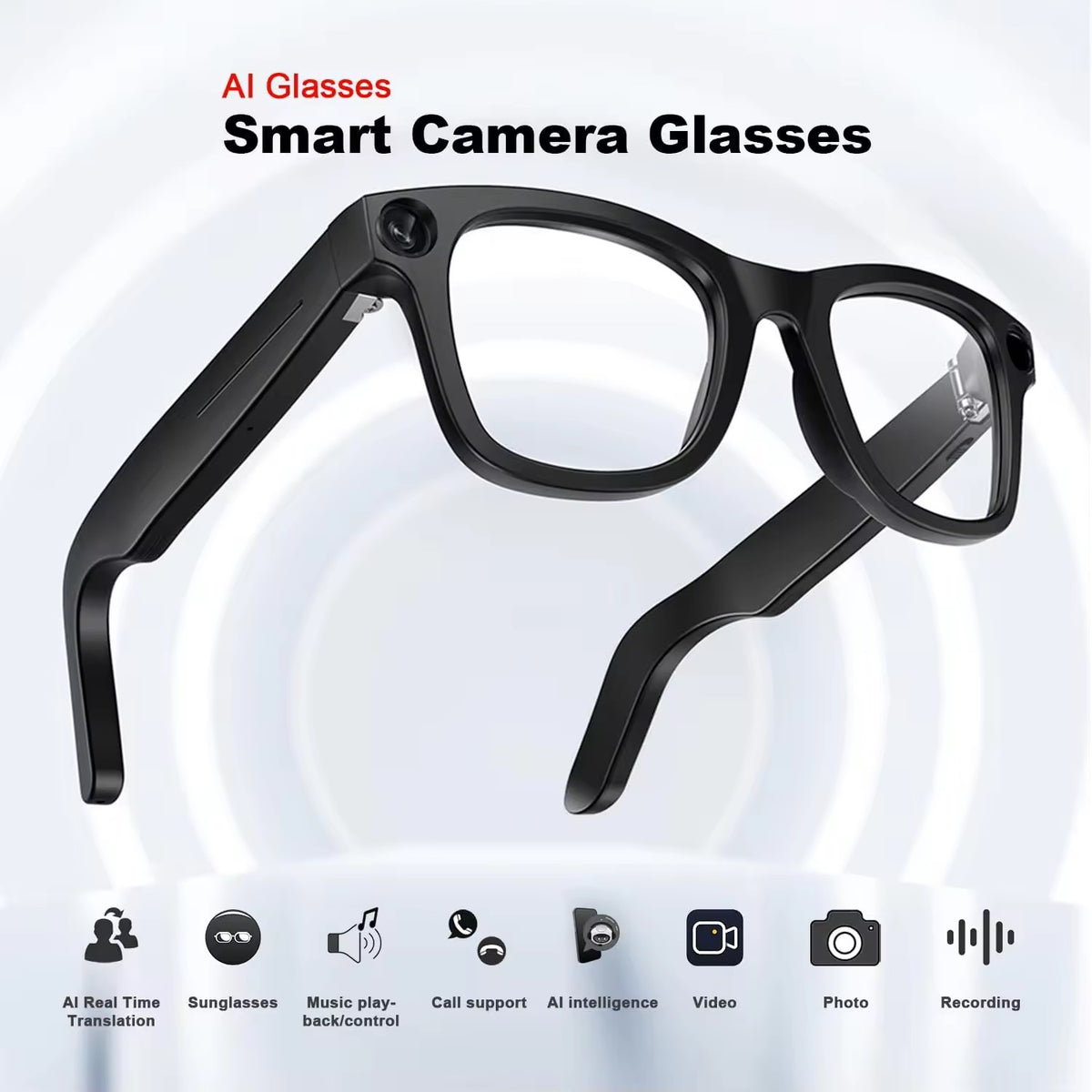 Zapzi a1 ai smartglasses  powered by ai, 8mp camera, 1200p 30fps video recording, wifi
