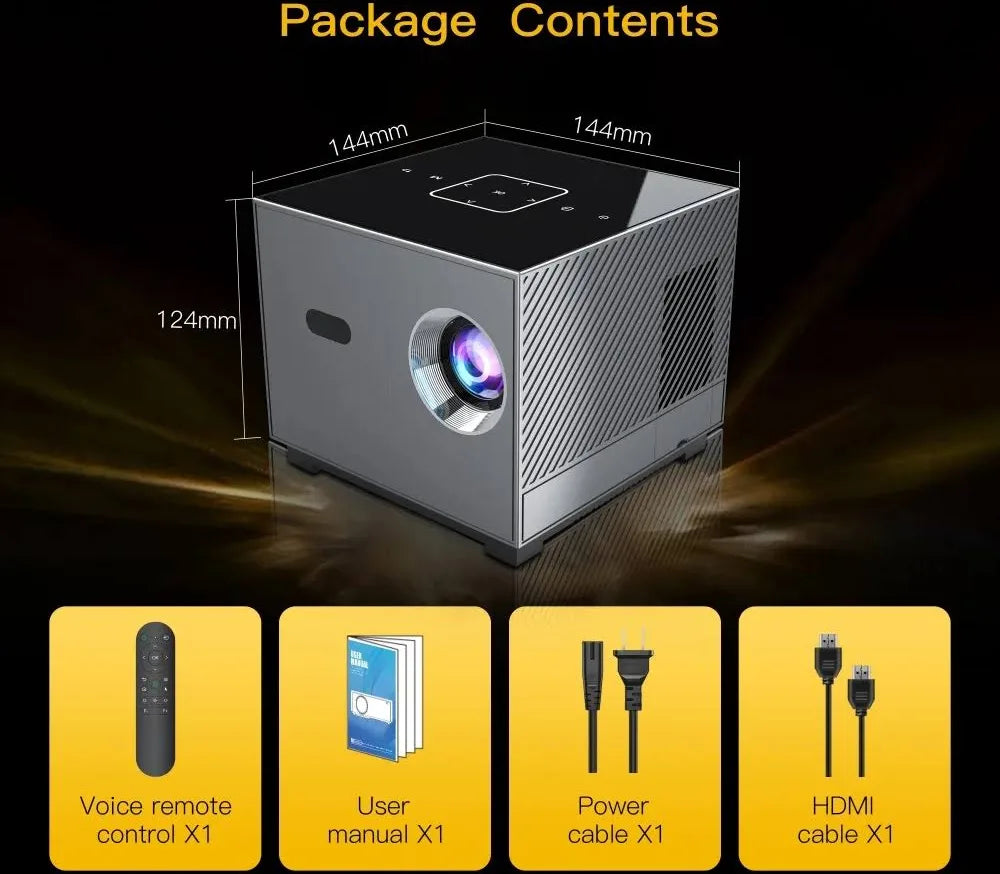 Zapzi XNANO X3 Projector, Android 10, 4K Compatible, WiFi, Screen Mirroring, Full HD 1080P, LED Home Theatre with Voice Remote