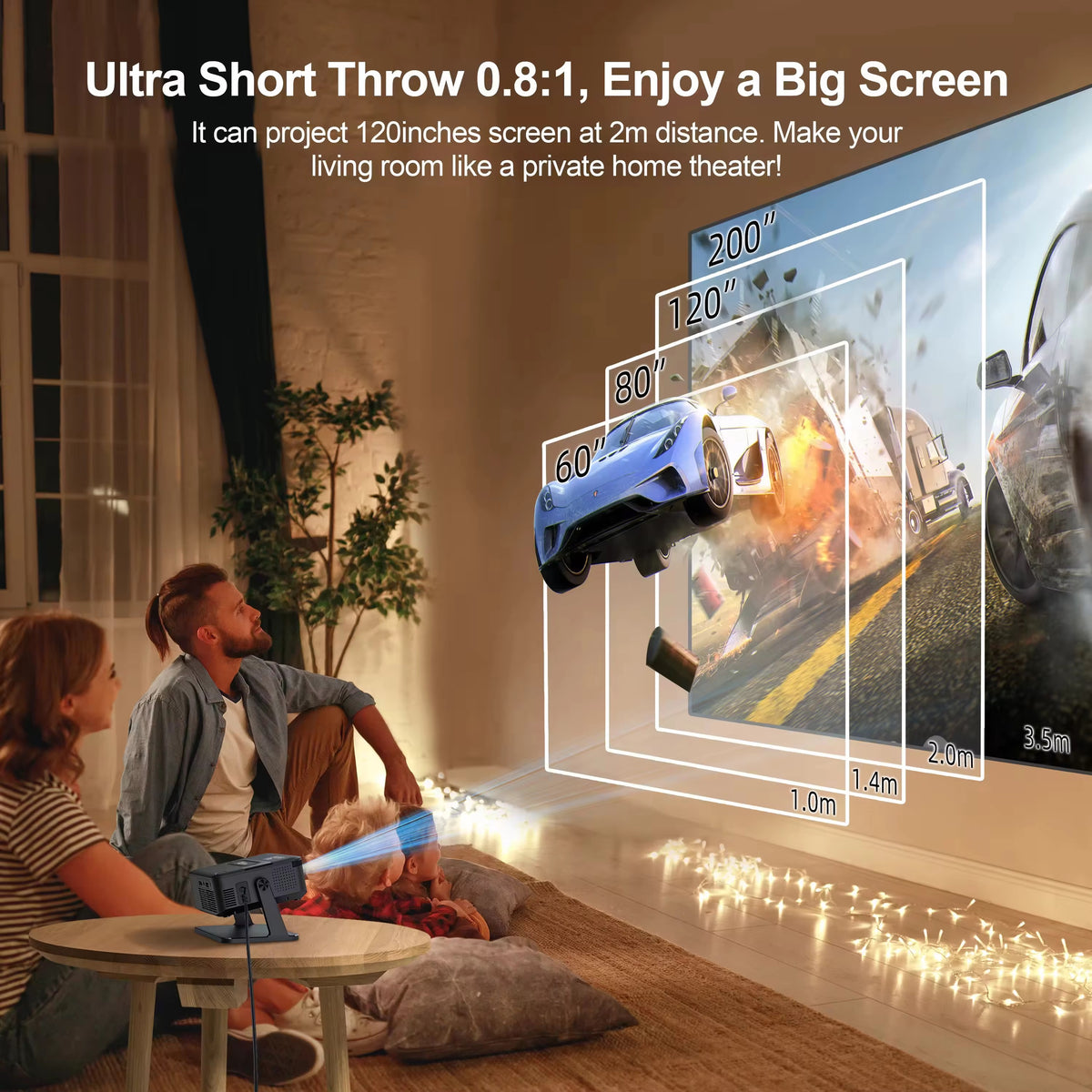 Zapzi nexora smart projector | mini portable home cinema